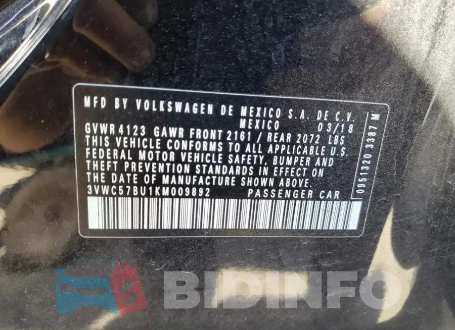 3VWC57BU1KM009892 Photo# 12