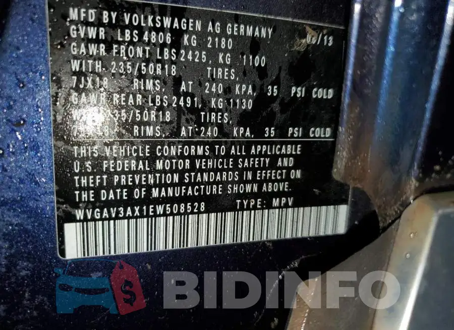 WVGAV3AX1EW508528 Photo# 12