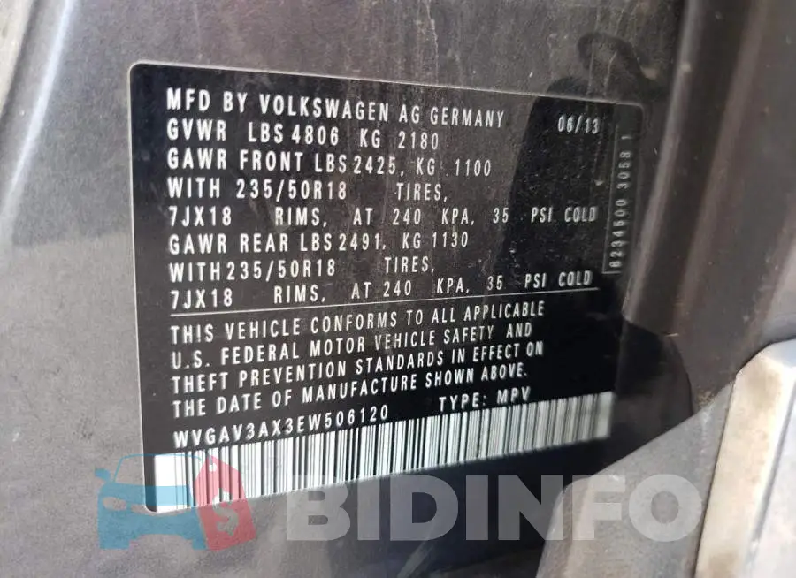 WVGAV3AX3EW506120 Photo# 10