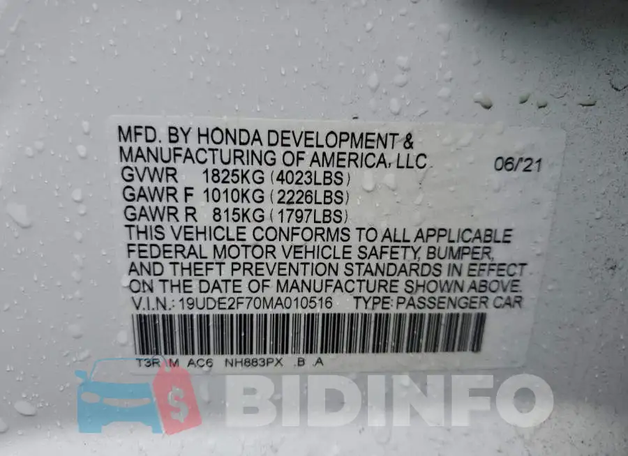 19UDE2F70MA010516 Photo# 12