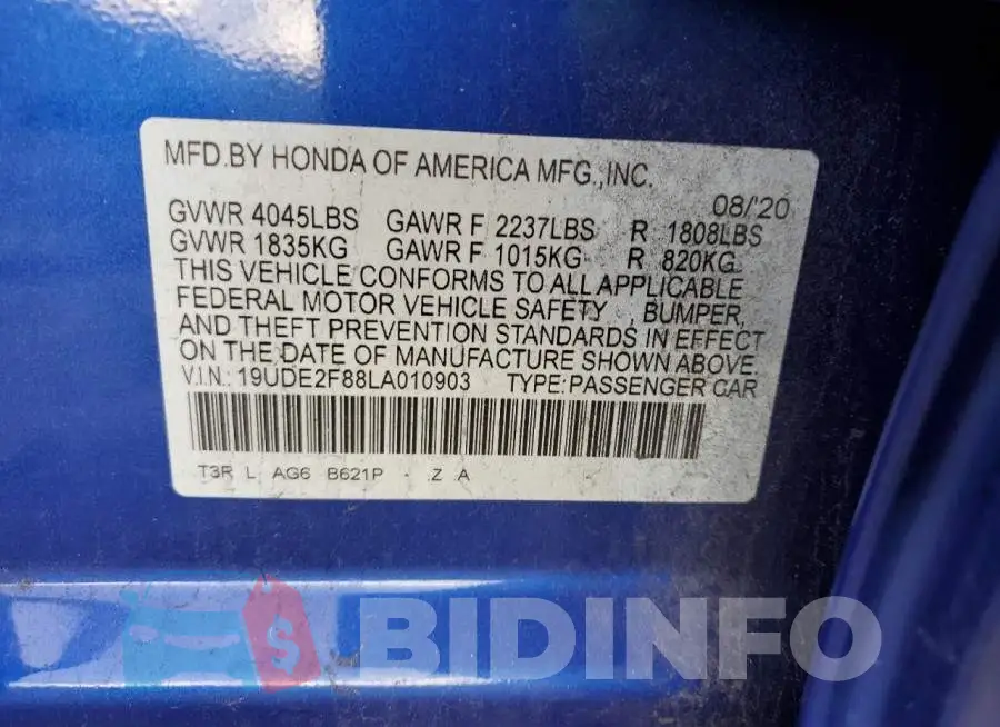 19UDE2F88LA010903 Photo# 12
