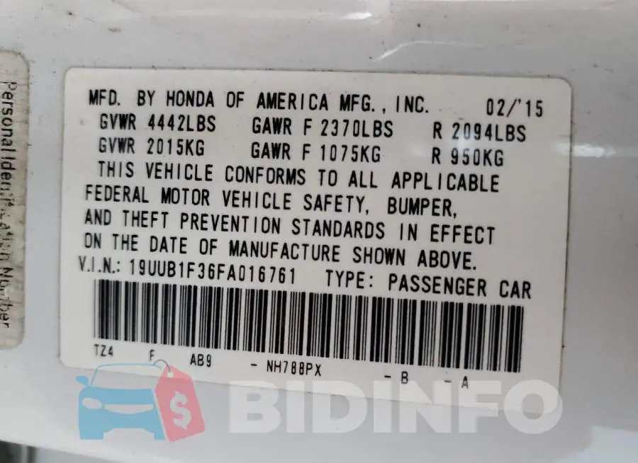 19UUB1F36FA016761 Photo# 12