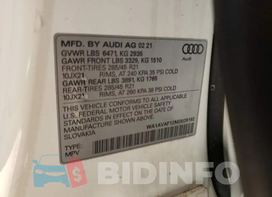 WA1AVAF12MD028192 Photo# 13