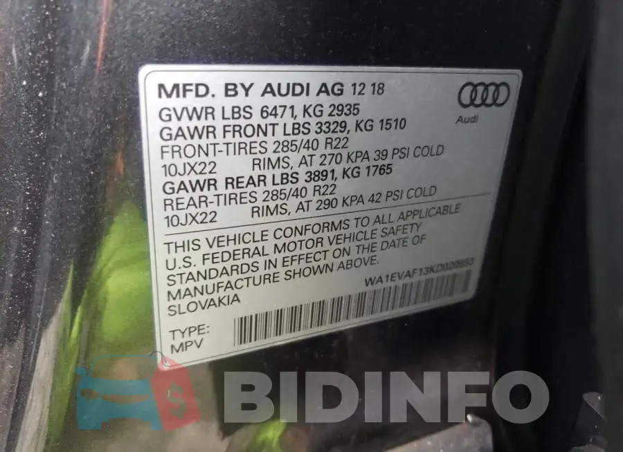 WA1EVAF13KD020553 Photo# 13