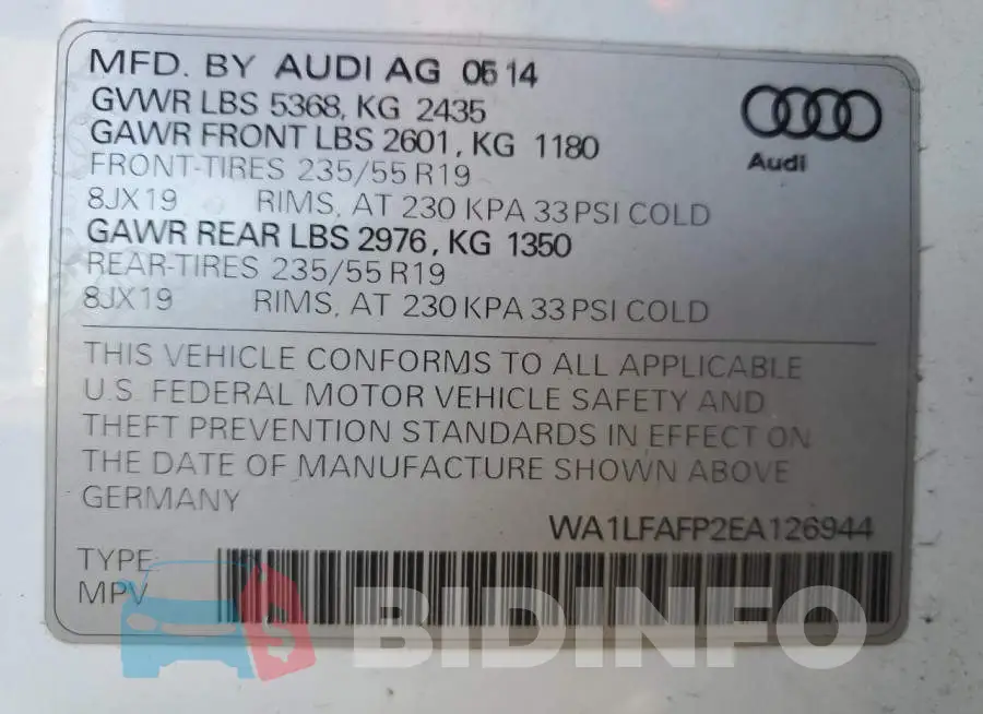 WA1LFAFP2EA126944 Photo# 13