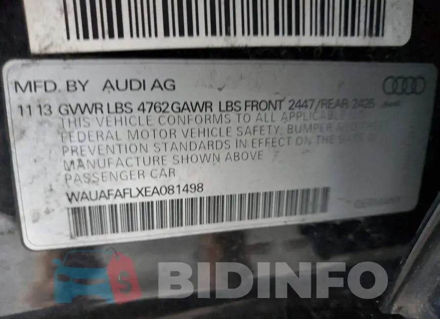 WAUAFAFLXEA081498 Photo# 13