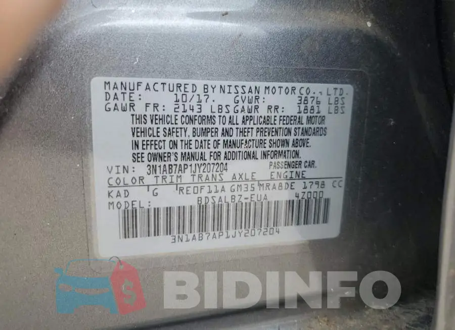 3N1AB7AP1JY207204 Photo# 12