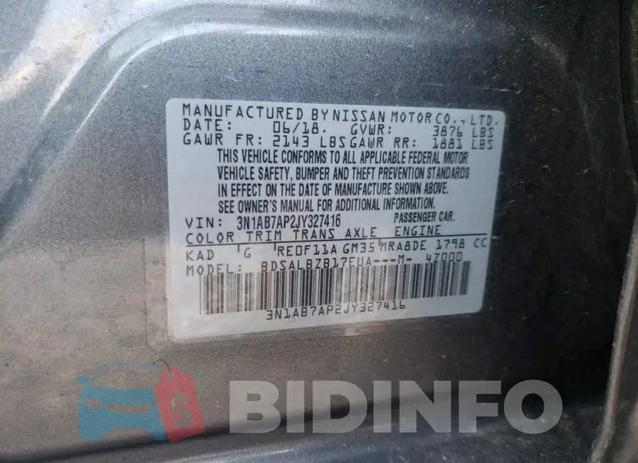 3N1AB7AP2JY327416 Photo# 12