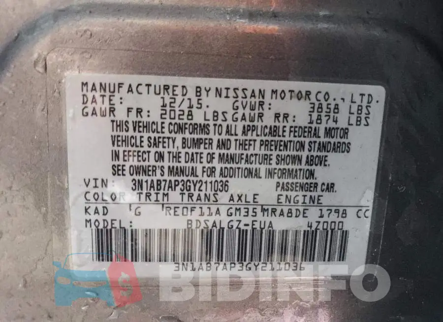 3N1AB7AP3GY211036 Photo# 12