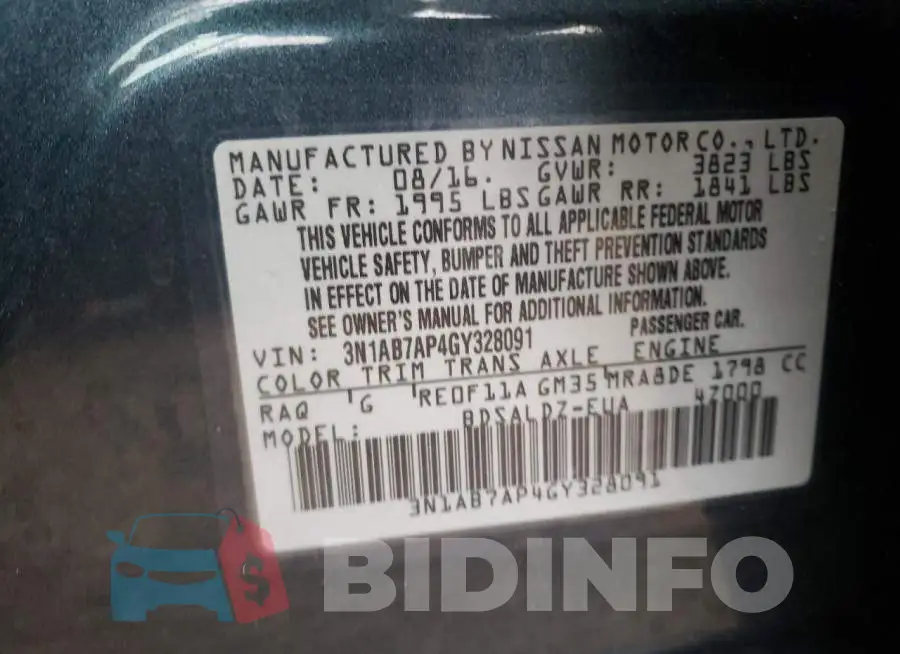 3N1AB7AP4GY328091 Photo# 10