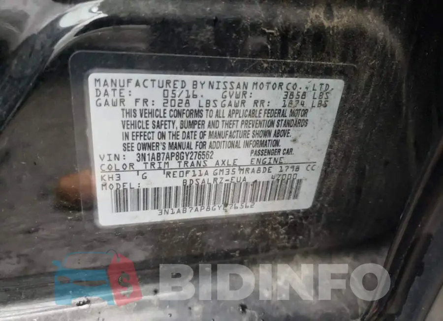 3N1AB7AP8GY276562 Photo# 12