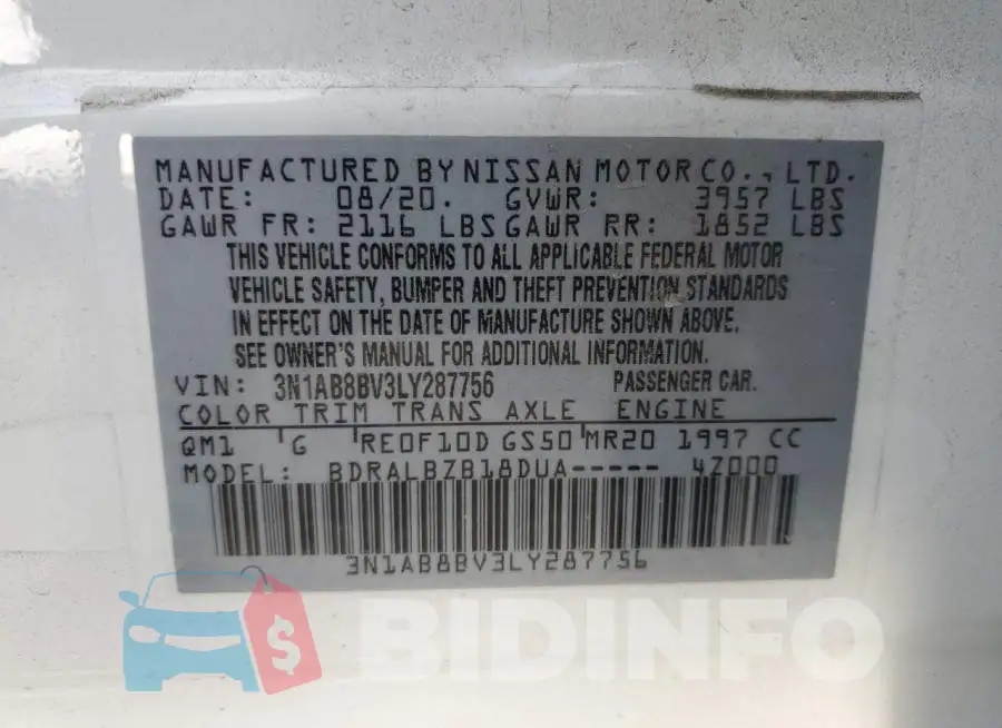 3N1AB8BV3LY287756 Photo# 12