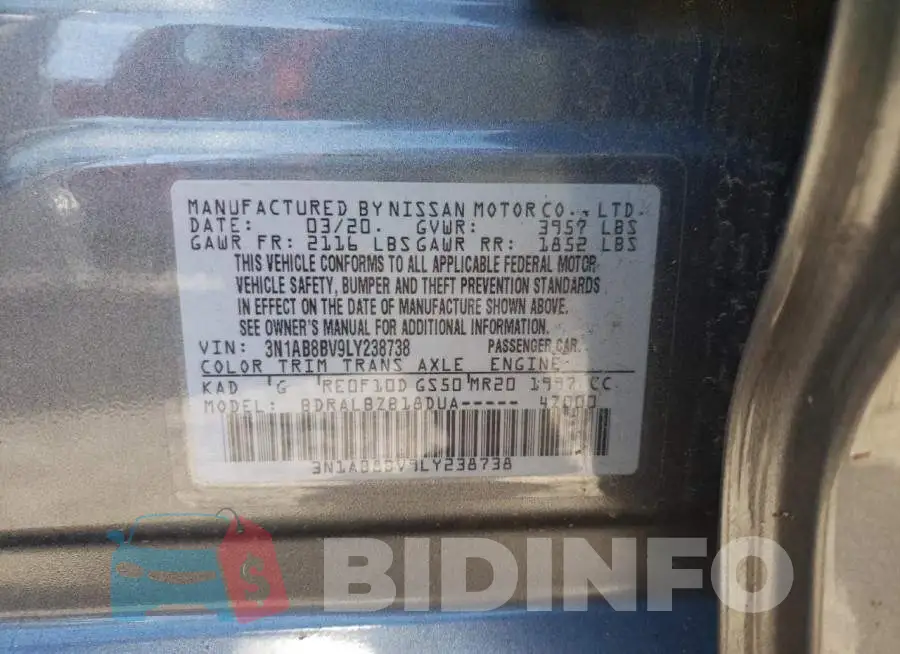 3N1AB8BV9LY238738 Photo# 12