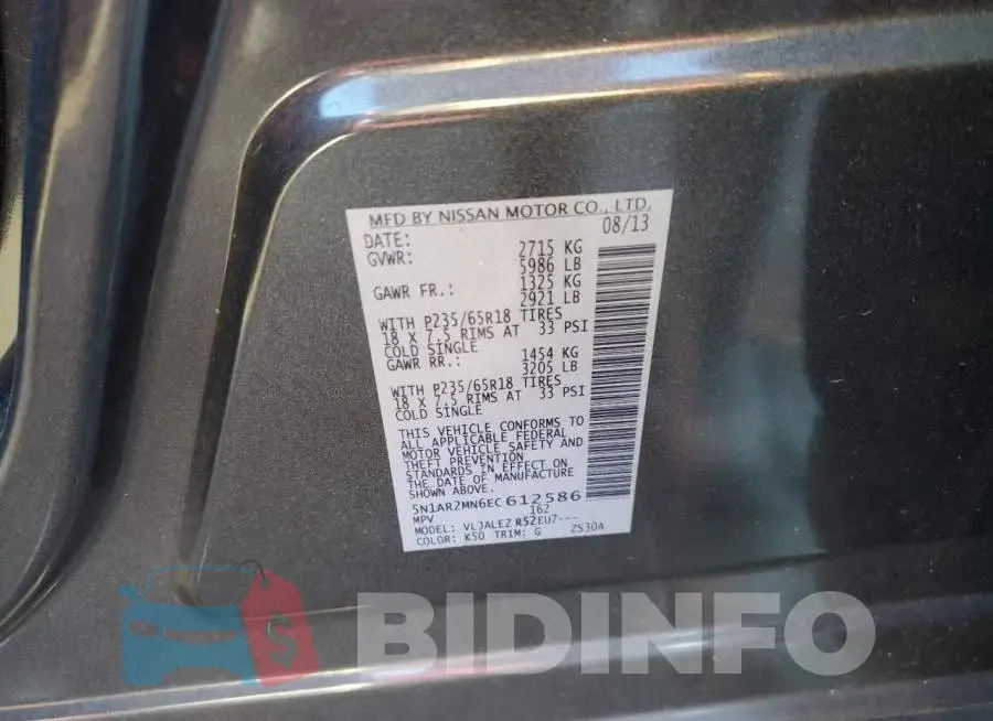 5N1AR2MN6EC612586 Photo# 12