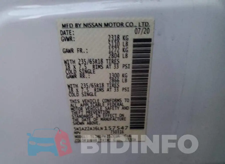 5N1AZ2AJ6LN157547 Photo# 14