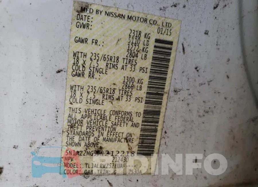 5N1AZ2MG5FN212218 Photo# 13