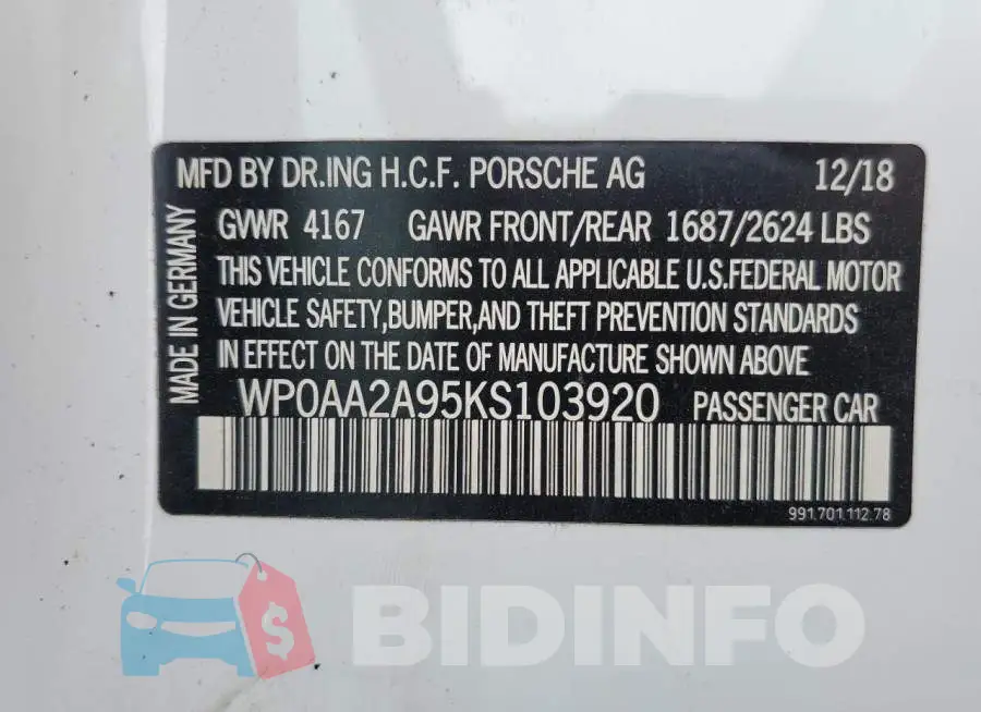 WP0AA2A95KS103920 Photo# 12