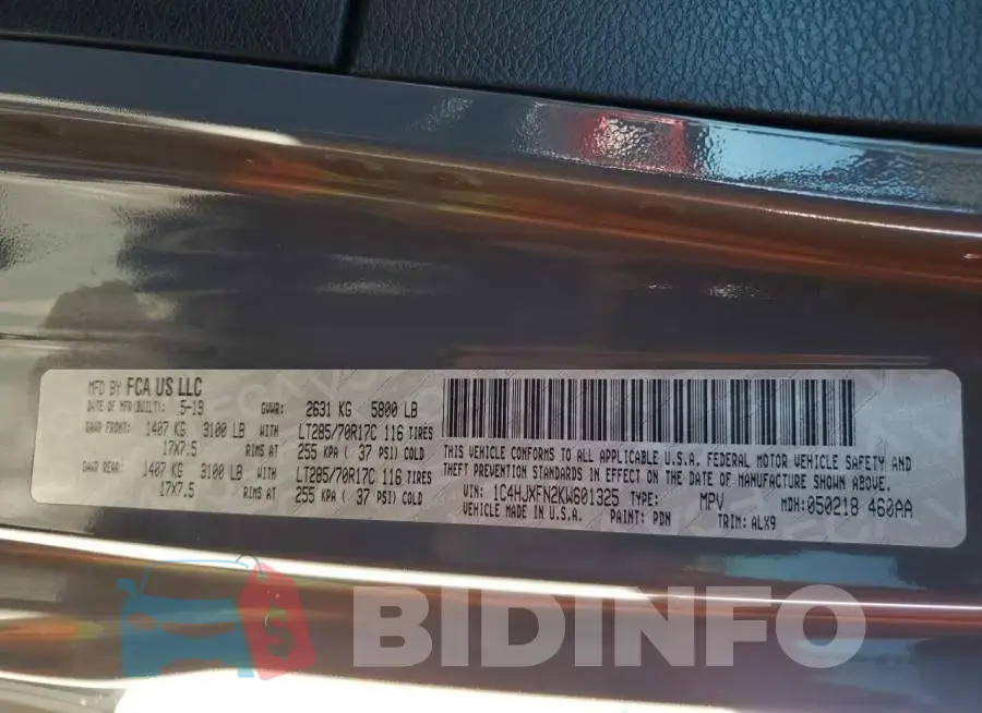 1C4HJXFN2KW601325 Photo# 12