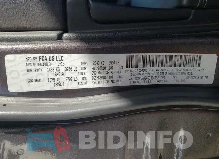 1C4RJFBG4GC304992 Photo# 14