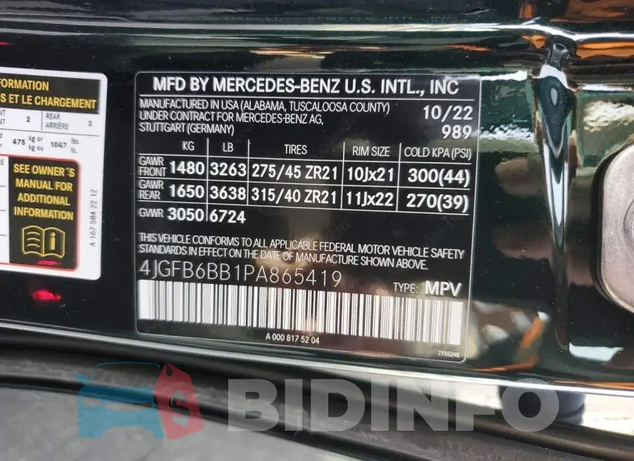 4JGFB6BB1PA865419 Photo# 13