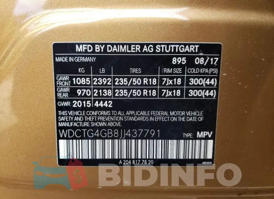 WDCTG4GB8JJ437791 Photo# 13