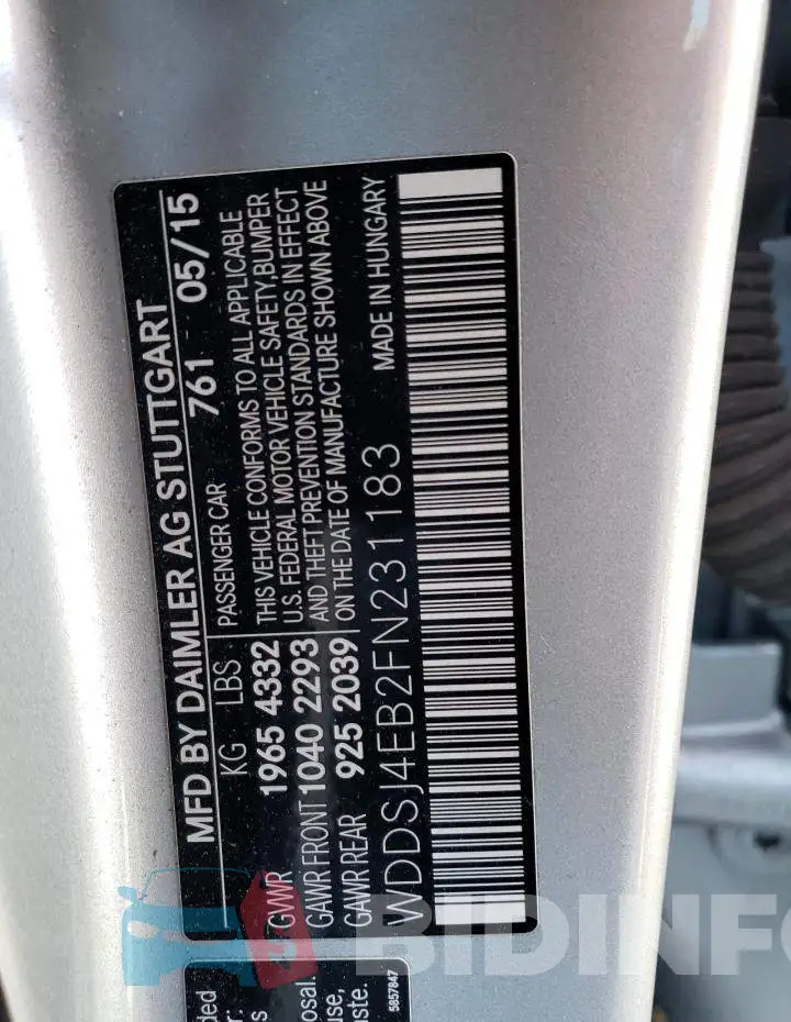 WDDSJ4EB2FN231183 Photo# 12