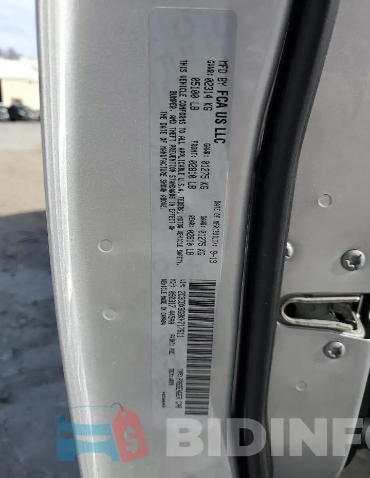 2C3CDXBG8KH717611 Photo# 12