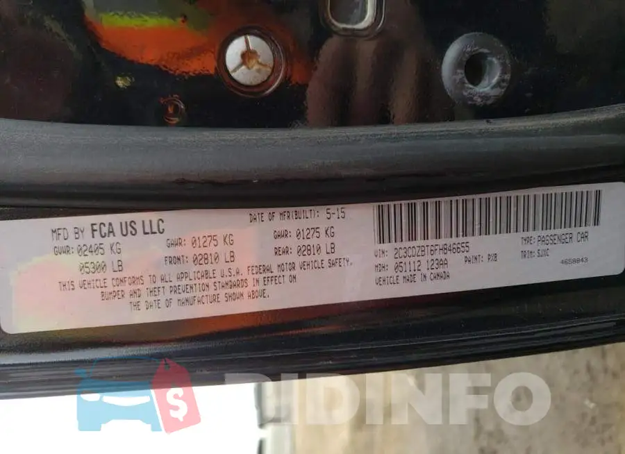 2C3CDZBT6FH846655 Photo# 12