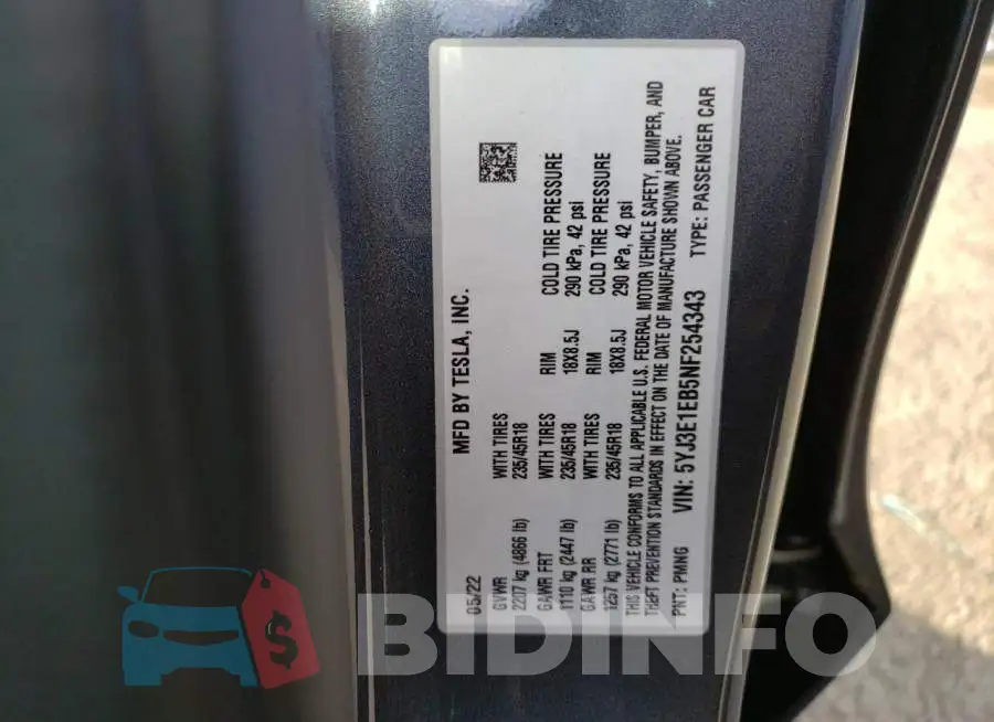 5YJ3E1EB5NF254343 Photo# 13