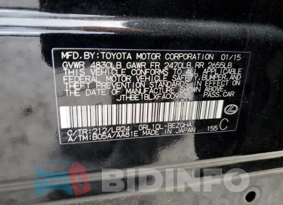 JTHBE1BLXFA009135 Photo# 13