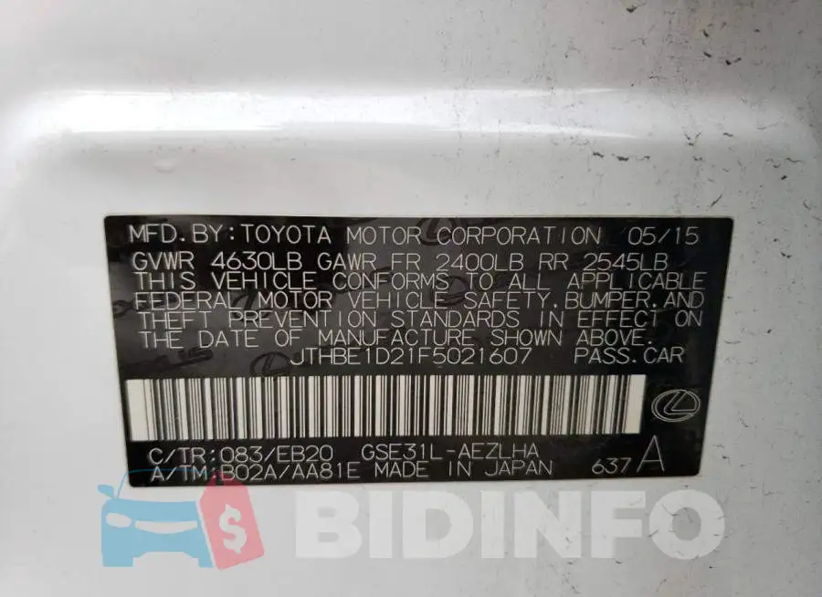 JTHBE1D21F5021607 Photo# 12