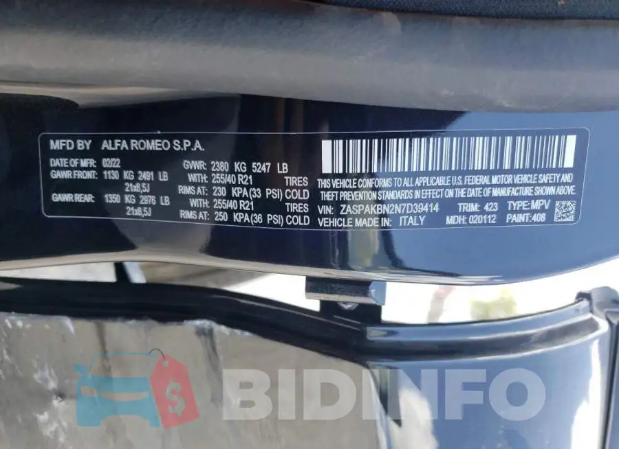 ZASPAKBN2N7D39414 Photo# 10