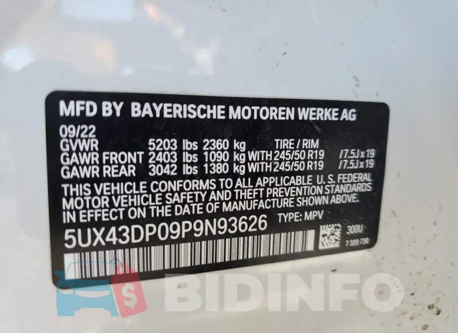 5UX43DP09P9N93626 Photo# 12