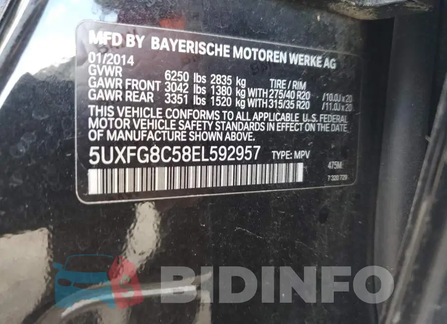 5UXFG8C58EL592957 Photo# 13