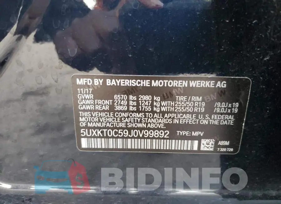 5UXKT0C59J0V99892 Photo# 13
