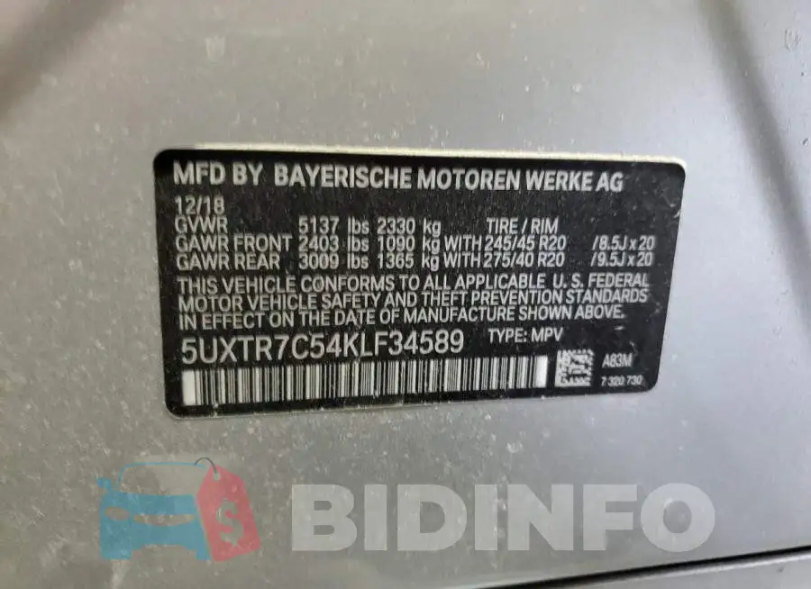 5UXTR7C54KLF34589 Photo# 14