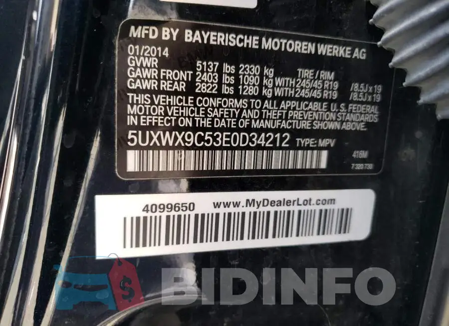 5UXWX9C53E0D34212 Photo# 10