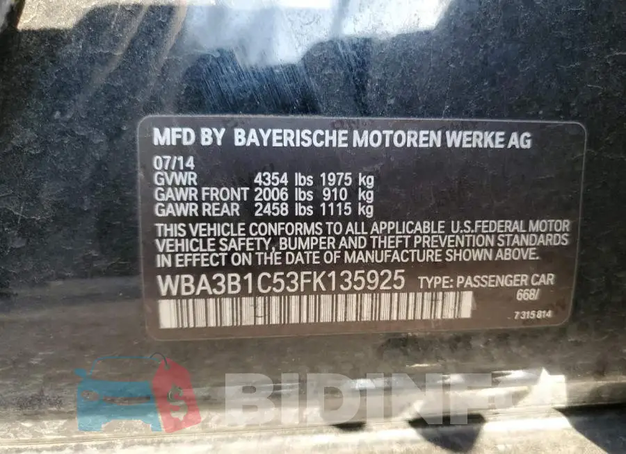WBA3B1C53FK135925 Photo# 12