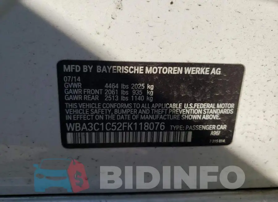 WBA3C1C52FK118076 Photo# 12