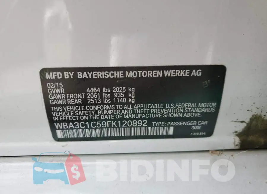 WBA3C1C59FK120892 Photo# 13