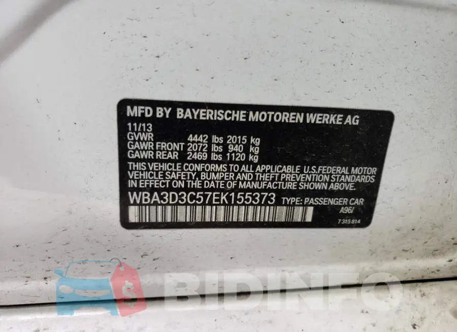 WBA3D3C57EK155373 Photo# 12