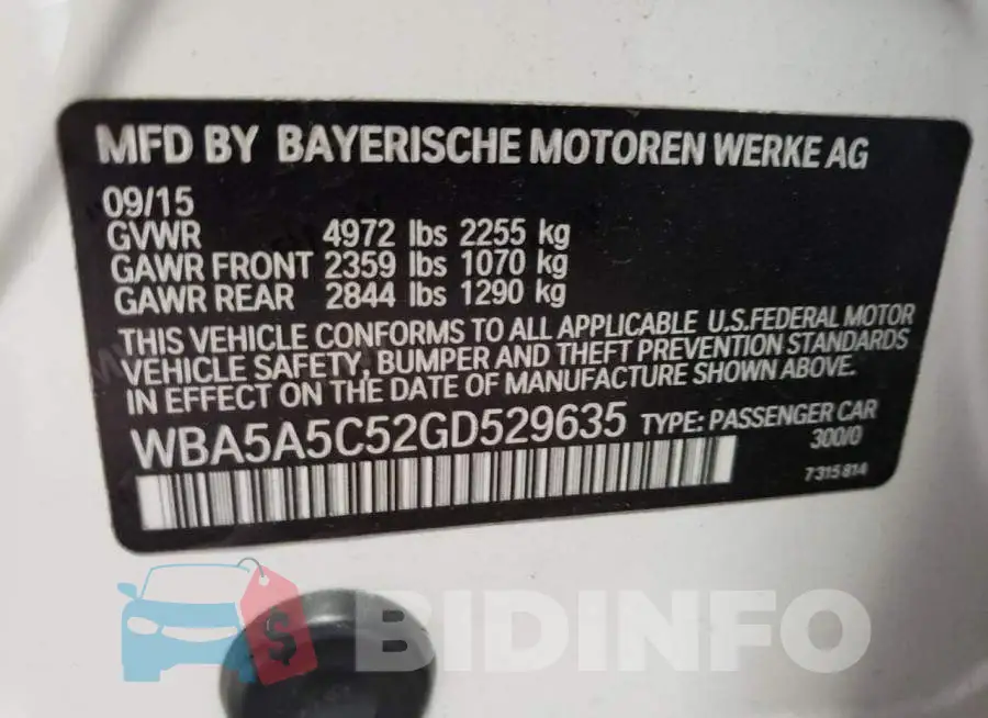 WBA5A5C52GD529635 Photo# 13