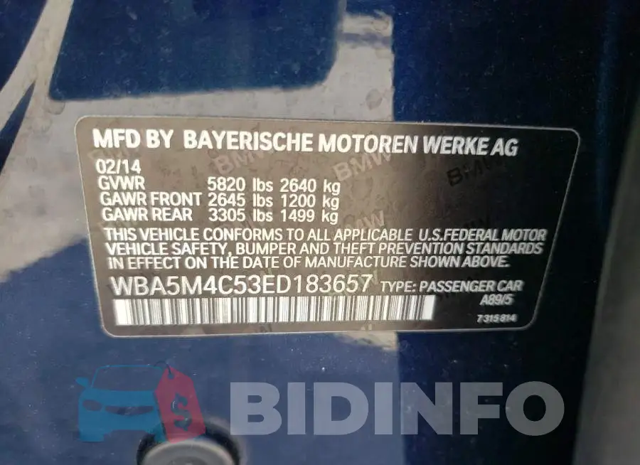 WBA5M4C53ED183657 Photo# 13