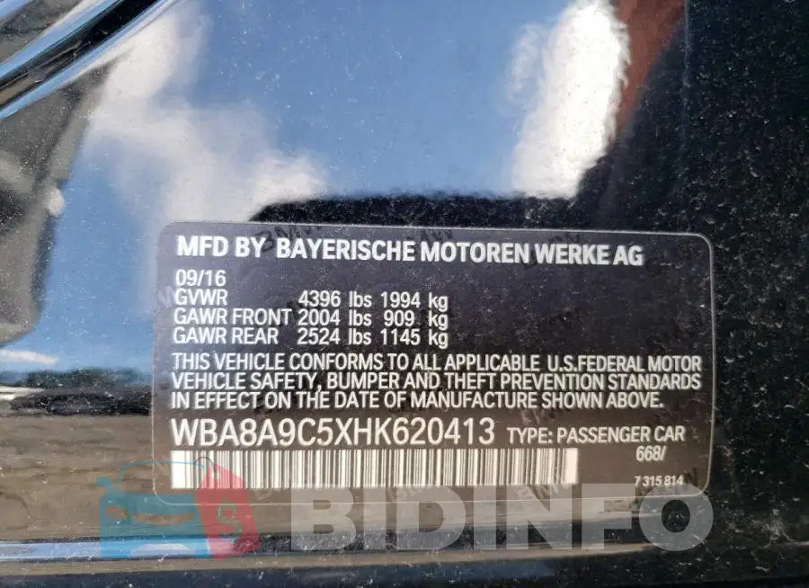 WBA8A9C5XHK620413 Photo# 12