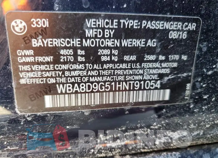 WBA8D9G51HNT91054 Photo# 13