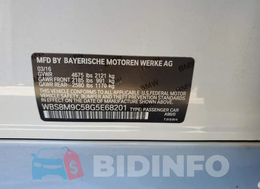 WBS8M9C58G5E68201 Photo# 12