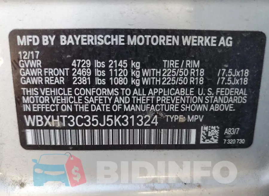 WBXHT3C35J5K31324 Photo# 10