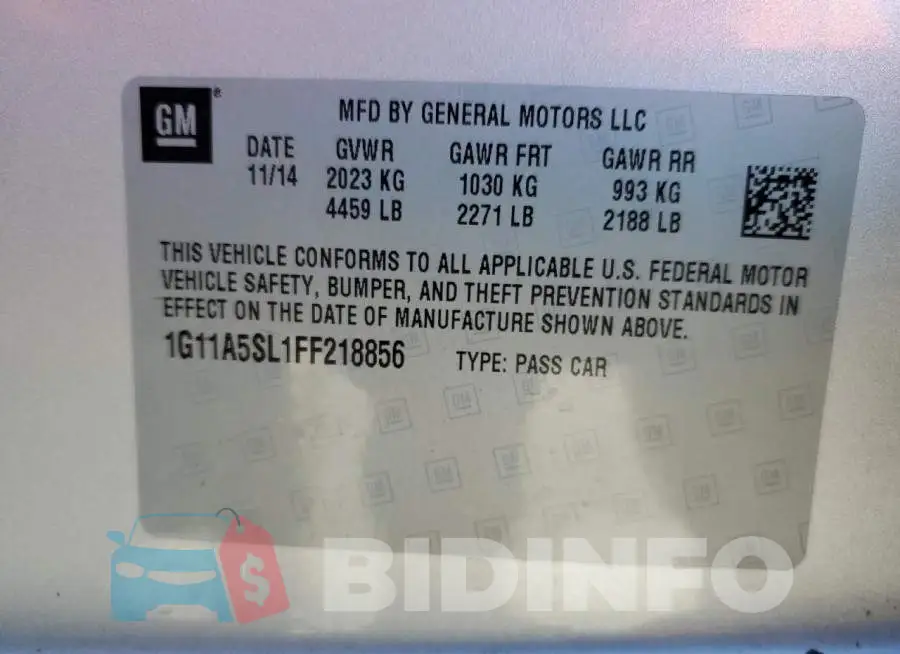 1G11A5SL1FF218856 Photo# 13