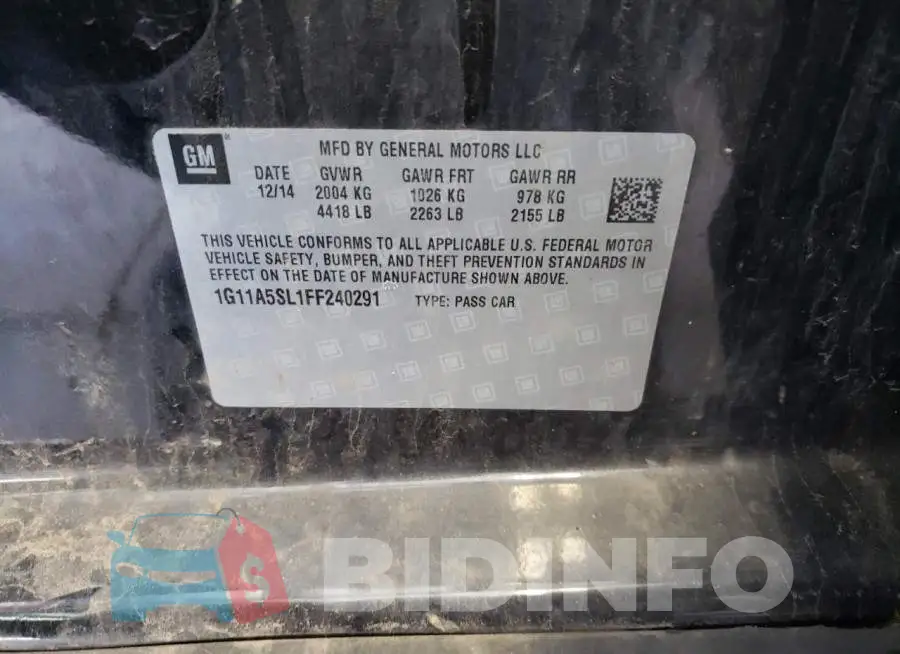 1G11A5SL1FF240291 Photo# 10