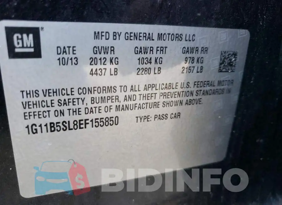 1G11B5SL8EF155850 Photo# 10